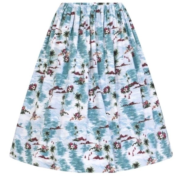 Hell Bunny Dresses & Skirts - Hell Bunny Nissi Skirt NEW Womens XS 50s Midi Tropical Tiki Retro Pleated Pin Up